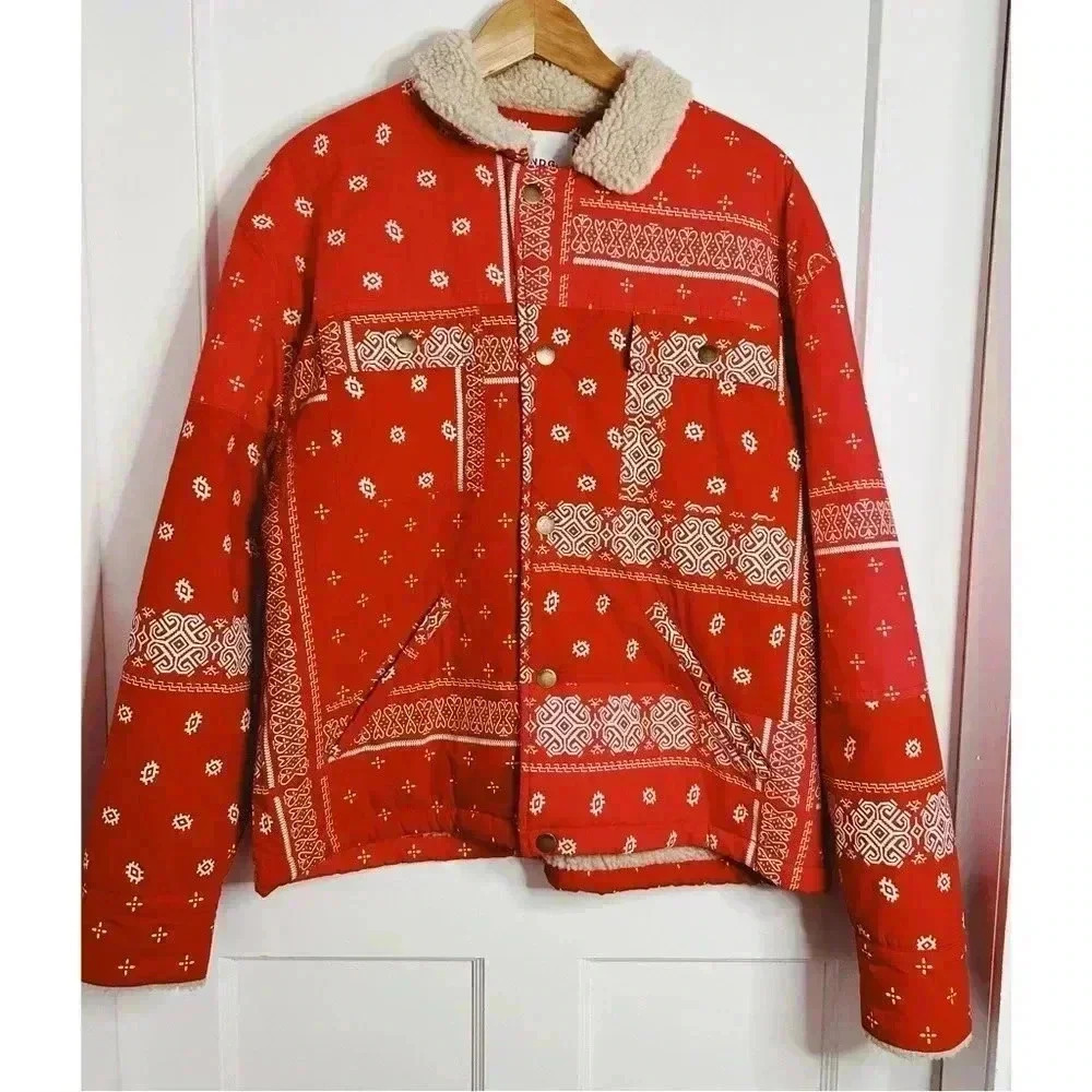 NDG Studio Paris Red  and White Jacket withh Faux Lambskin Interior Lg.